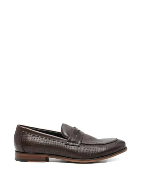 SERGIO MORETTI FIRENZE - Perforated-Detail Leather Loafers