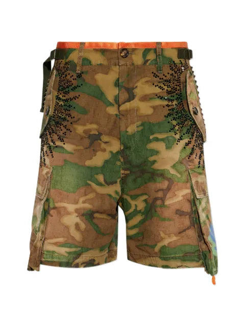 DSQUARED2 - Camouflage-Print Crystal-Embellished Cargo Shorts