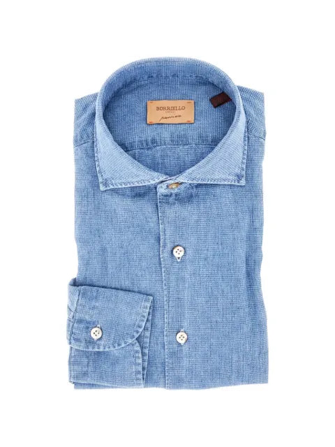 BORRIELLO NAPOLI - Denim-Effect Cotton Shirt