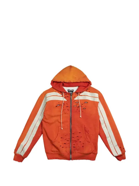 RRR123 - Apocrypha Pious Distressed Side-Stripefull-Zip Hoodie